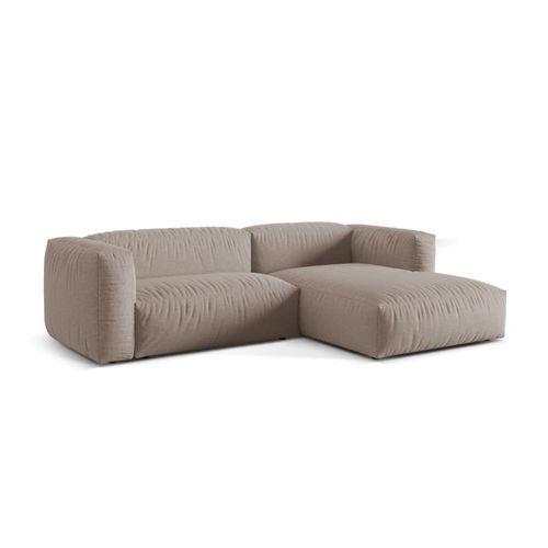 Canapé D'angle Droit Modulaire 2 Places Tissu Structurel Beige Foncé
