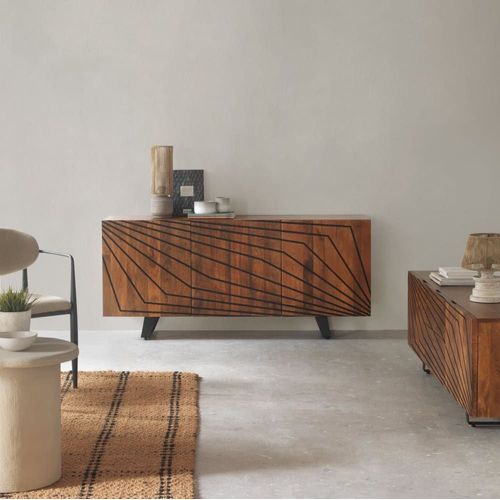 Meuble Tv 2 Portes Et 2 Tiroirs En Bois Massif De Manguier