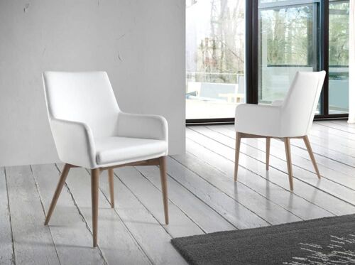 Chaise en simili cuir et effet bois noyer