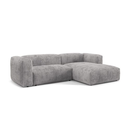 Canapé D'angle Droit Modulaire 2 Places En Velours Côtelé Gris Clair