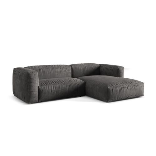 Canapé D'angle Droit Modulaire 2 Places En Velours Gris