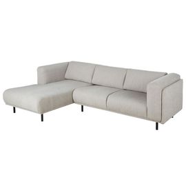 Canapé D'angle Gauche 3/4 Places En Velours Côtelé Gris Clair