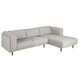 Canapé D'angle Droit 3/4 Places En Velours Côtelé Gris Clair