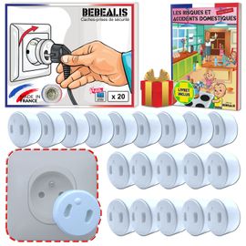 [Pack X20] Cache Prise Bébé Français Amovible [ Sans Clef Ni Adhésif ] - Invention 100% Made In France - Cache-Prise Bebe - Sécurité Domestique Et Puériculture Pour Protection Prise Courant Électrique