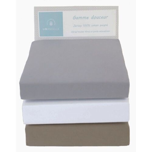 Drap Housse Jersey Extensible Lit Double En Coton Gris 90x200 Cm
