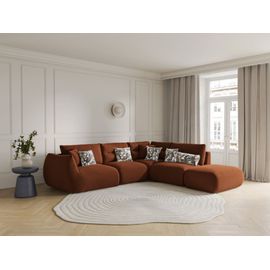 Canapé D'angle Droit Modulable 7 Places Tissu Structurel Brique