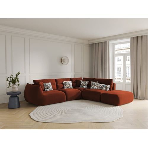 Canapé D'angle Droit 7 Places En Velours Auburn