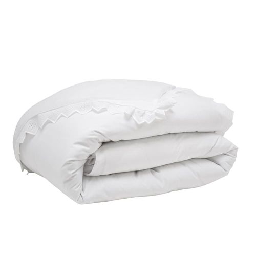 Housse De Couette Brodée En Coton Blanc 260x240