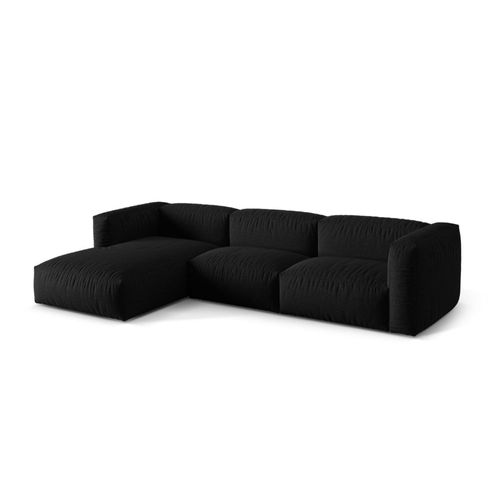 Canapé D'angle Gauche Modulaire 3 Places En Tissu Structurel Noir