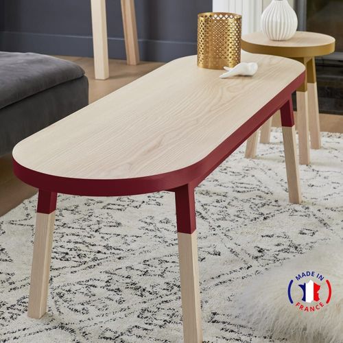 Table Basse Banc 140 Cm, 100% Frêne Massif Rouge De Pluduno