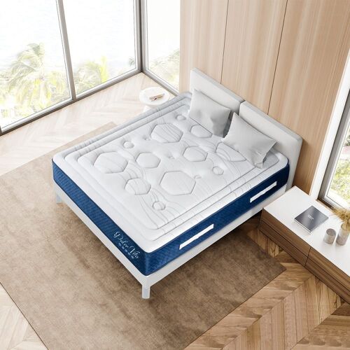 Ensemble matelas à Ressorts ensachés et sommier en kit blanc 160x200