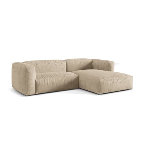 Canapé D'angle Droit Modulaire 2 Places En Velours Beige Clair