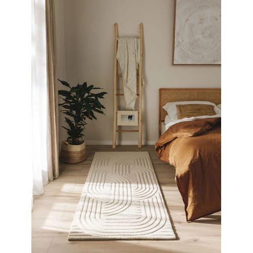 Tapis De Couloir En Laine Crème 70x200