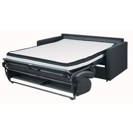 Canapé Convertible 2/3 Places En Textile Tramé Gris Anthracite, Matelas 18 Cm
