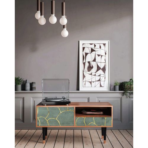 Meuble Tv Bleu-Vert 1 Tiroir Et 1 Porte L 115 Cm