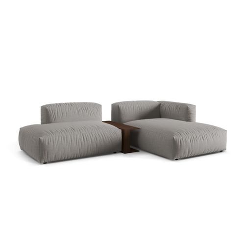 Canapé D'angle Droit Modulaire 2 Places En Tissu Structurel Gris Clair