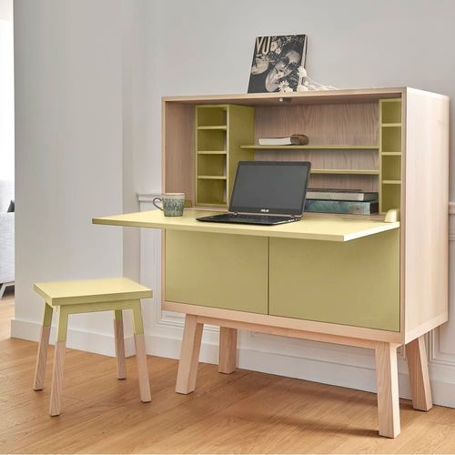 Bureau Secrétaire Avec Rangement, 120 Cm De Large, En Frêne