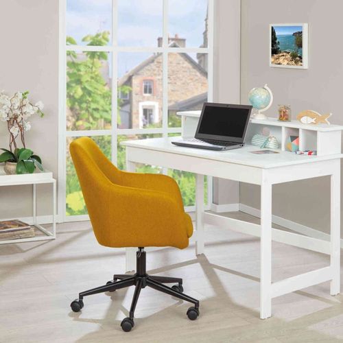 Bureau Avec Surmeuble Effet Bois, Coloris Blanc Laqué