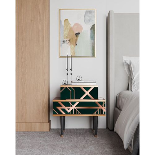 Table De Chevet Vert 2 Tiroirs L 58 Cm