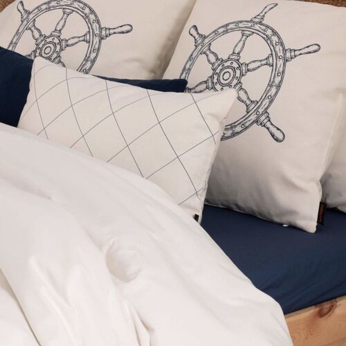 Housse De Couette En Popeline De Coton 300 Fils Bleu 260x240 Cm