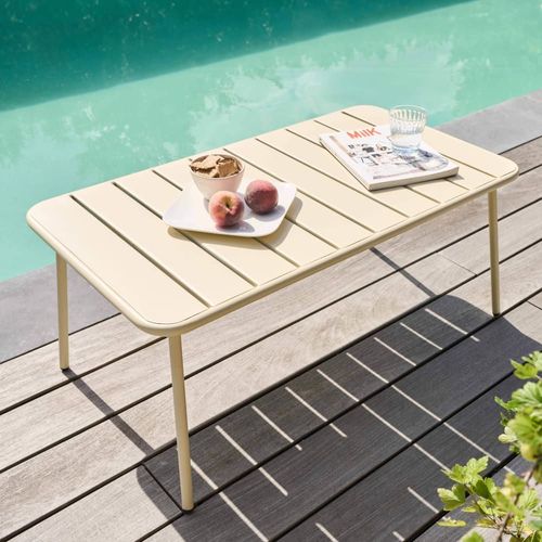 Table Basse De Jardin Acier Ivoire 90 X 50 Cm