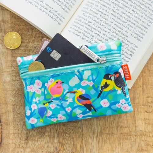 Porte monnaie bleu clair polyester 12 x 0 x 8 cm