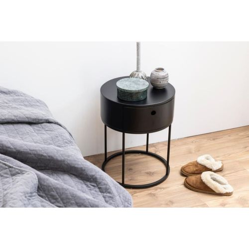 Table De Chevet Ronde De Style Contemporain Noir