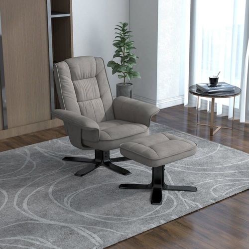 Fauteuil De Relaxation Avec Repose-Pieds En Tissu, Gris/Noir