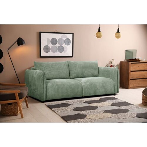 Canapé Droit Xxl 3 Places Tissu Vert Menthe