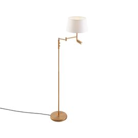Lampadaire Bronze Avec Abat-Jour Blanc Et Liseuse Orientable