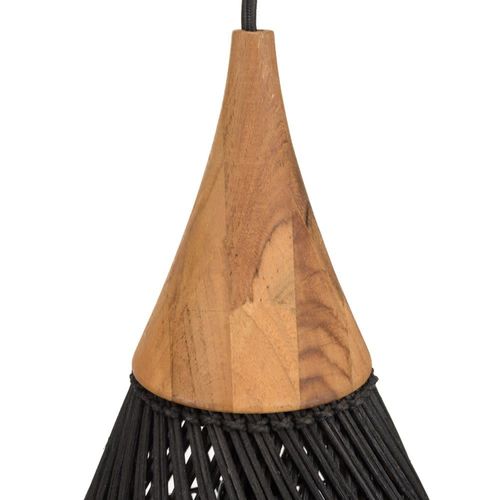 Suspension Goutte"" 25x25cm En Rotin Couleur Noire Et Teck