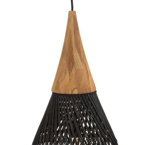 Suspension ''goutte'' 35x35cm En Rotin Couleur Noire Et Teck