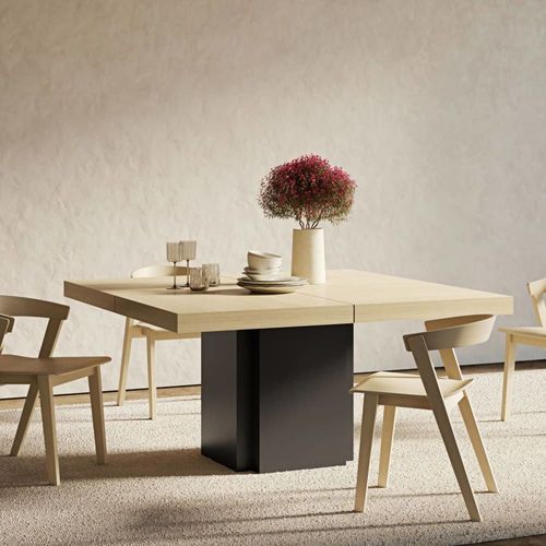 Table À Manger Chêne Et Noir L150