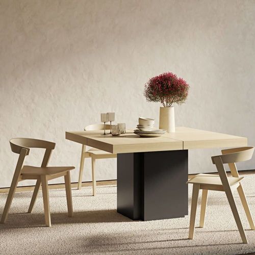 Table À Manger Chêne Et Noir L130