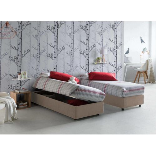 Lit Simple En Tissu Gris Tourterelle 80x190 Cm