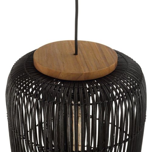 Suspension ''allongée'' 35x35cm En Rotin Couleur Noire Et Teck