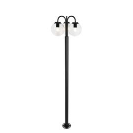 Lampadaire Noire Avec 3 Lumières Verre Clair 200 Cm Ip44