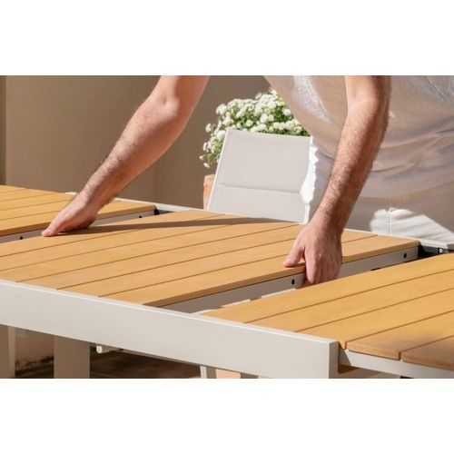 Table De Jardin À Rallonge Beige 200/300x100 Imitation Bois
