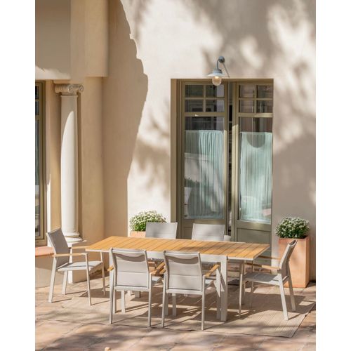 Table De Jardin À Rallonge Beige 140/200x90 Imitation Bois