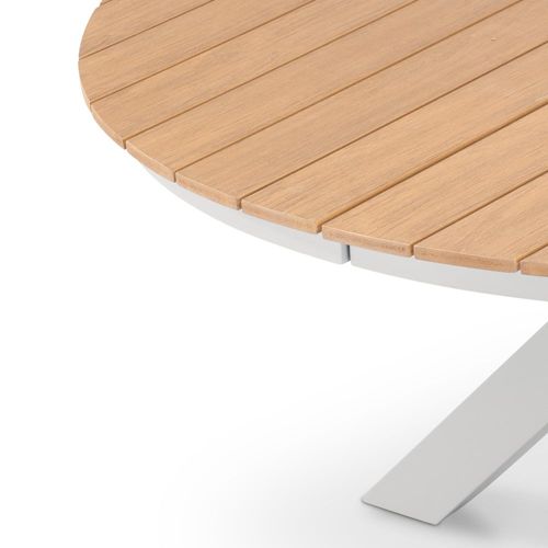 Table De Jardin Ronde Beige Imitation Bois D140