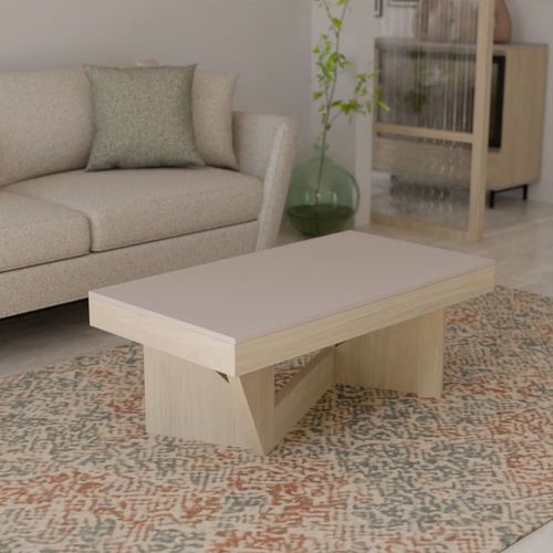 Table Basse Relevable Effet Chêne Blanchi/Lin