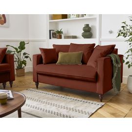 Canapé Droit 2 Places En Velours Terracotta