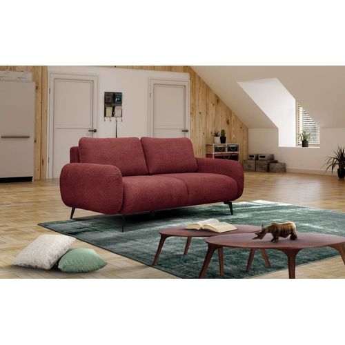 Canapé Droit 3 Places Tissu Bordeaux