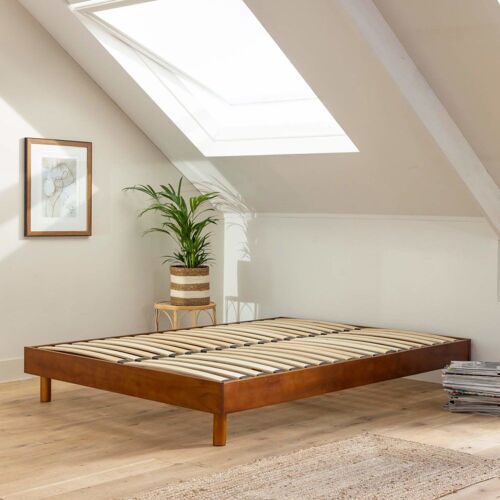 Sommier kit en bois massif 13 cm noisette 140x190