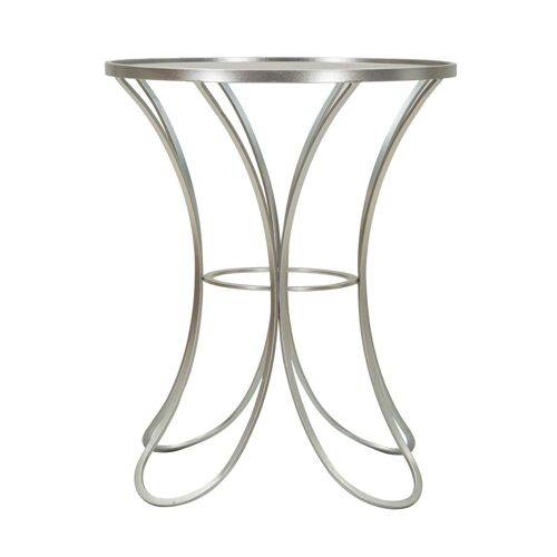 Petite table en métal argenté Ø 56x68 cm