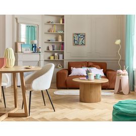 Canapé Droit 2 Places En Velours Côtelé Terracotta