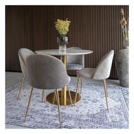 Table de repas ronde aspect marbre et pied doré D90