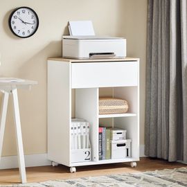 Caisson De Bureau À Roulettes Effet Bois Blanc Avec Tiroir