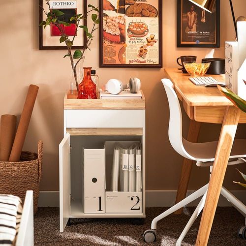 Caisson De Bureau À Roulettes Effet Bois Blanc