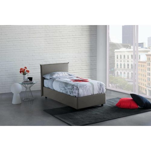 Lit Simple En Tissu Gris 80x190 Cm